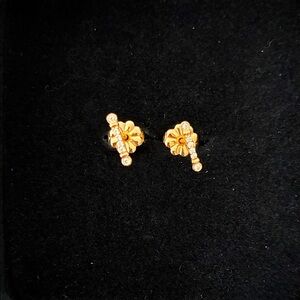 Tiffany & co fleur de lis rose gold diamond earrings